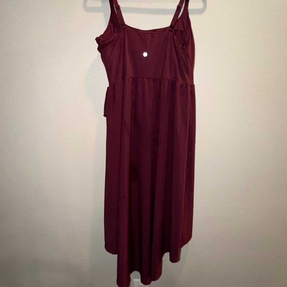 Halara Burgundy High Low Faux Wrap Dress Adjustable Straps Size 1X Burgundy